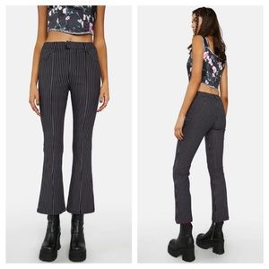 Delias by Dolls Kill Collab The Girl Code Pinstripe Trousers Black and Purple